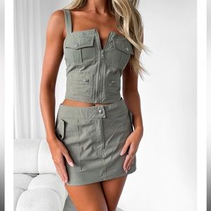 NWT White Fox boutique dusty olive bustier top.